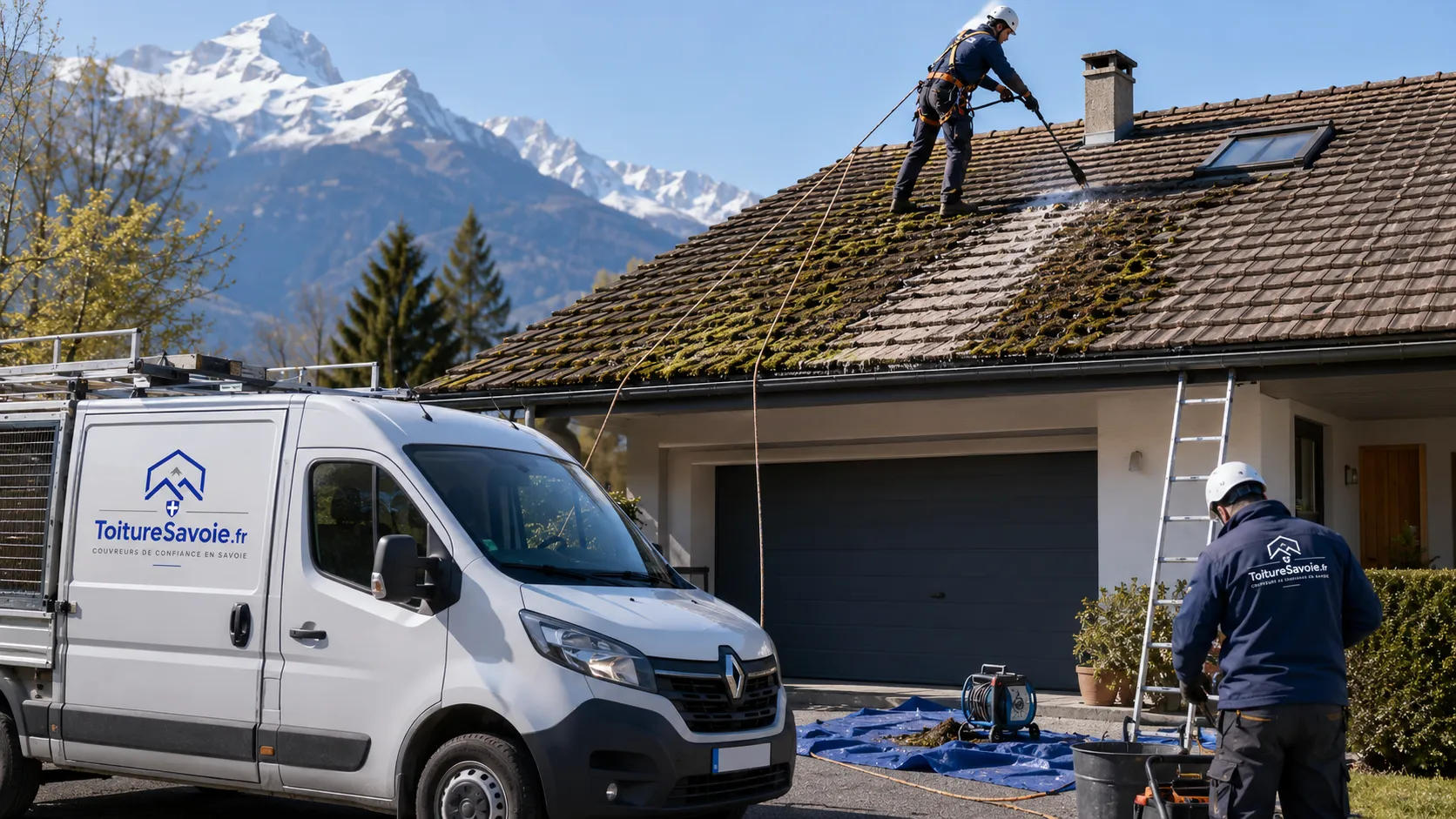 Démoussage toiture avant après à Ayze Haute-Savoie